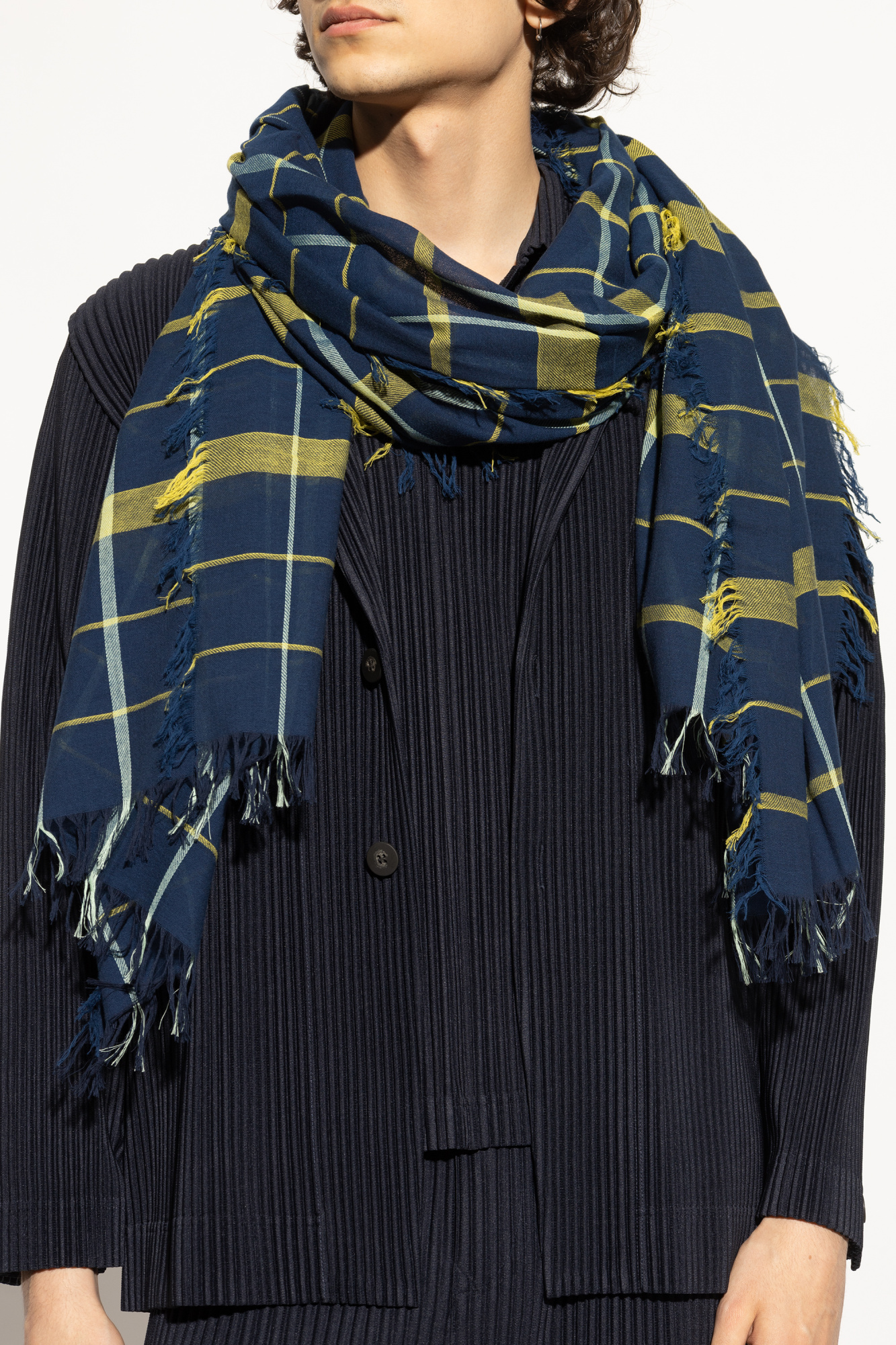 Homme Plissé Issey Miyake Scarf with Plaid Pattern | Men's Homme Plissé Issey Miyake Scarf with Plaid Pattern | Men's